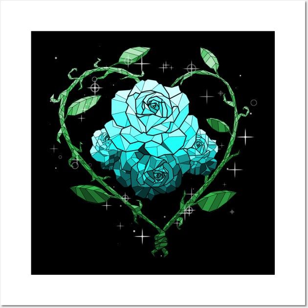 Cyan Crystal Flower Wall Art by Saira Crystaline